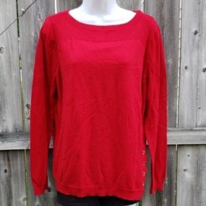 Red Sweater with Gold Accent Buttons by Ann Taylor